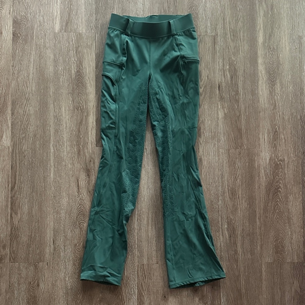 Fitst4 Full Seat Bootcut Riding Pants Zipper Pockets Dark Green Size XS